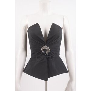 Zara Womens Bustier Top Peplum XS Black Strapless Bloggers Fave 7747/660 NWT